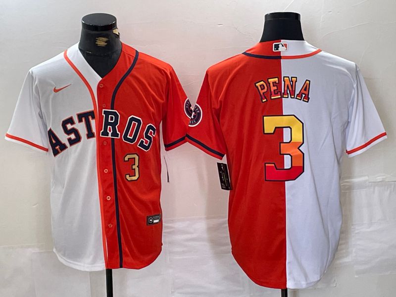 Men Houston Astros #3 Pena White orange Nike 2024 MLB Jersey style 2->houston astros->MLB Jersey